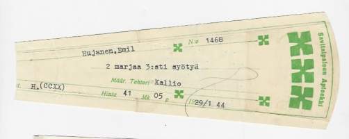 Savitaipaleen  Apteekki  , resepti  signatuuri   1944