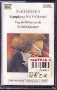 Beethoven - Symphony No 9 Choral.  1988 C-kasetti. Katso kappaleet kuvasta/alta. UUSI, muovitettu. Naxos 4.550181