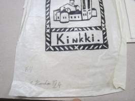 Ex Libris alkuperäispiirroksia?+ linoleikkauslaatta