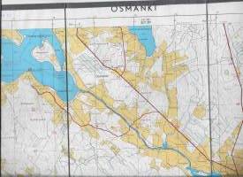Osmanki Kiuruvesu / iivaara  52x52  cm - kartta kangastausta laskostettu 17x24 kokoon
