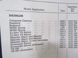 BMC / SU Carburetters -BMC-autoihin asennettujen SU-kaasuttimien räjäytyskuvat / varaosaluettelot