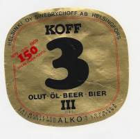 Koff 3 olut  - olutetiketti / 150 v