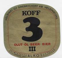 Koff  3 olut  - olutetiketti