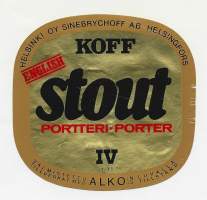 Koff English stout Portteri IV olut  - olutetiketti