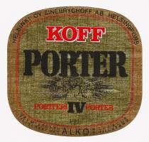 Koff Porter IV  olut  - olutetiketti