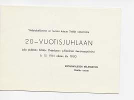 Sotainvalidien Veljesliitto  Kittilän Osasto  20 v juhla 1961