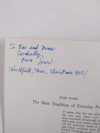 The Main Tradition of Estonian Poetry : Reprint from Estonian Poetry and Language (tekijän omiste)