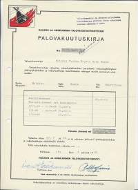 Halikon ja Angelniemen  Vakuutusyhdistys palovakuutuskirja     - vakuutuskirja 1964