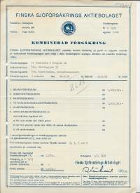 Finska Sjöförsäkrings Ab Kombinerad Försäkring  Transportförsäkring    - vakuutuskirja 1959