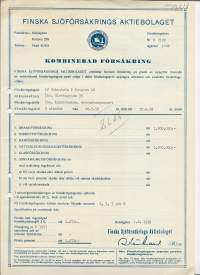 Finska Sjöförsäkrings Ab Kombinerad Försäkring  Transportförsäkring    - vakuutuskirja 1959