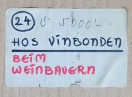 Altmann,&quot;Viinitupa / Hos vinbonden / Beim Weinbauern&quot; öljyvärimaalaus levylle sign  -71  koko 32x56 cm