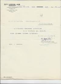 Usma Oy Vaasa 1927 - firmalomake