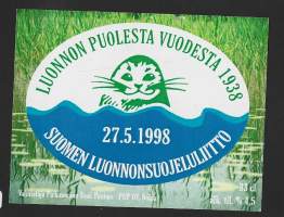 Luonnon puolesta / Luonnonsuojeluliitto   - olutetiketti mainos