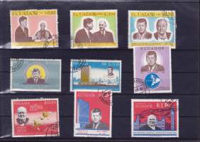 Ecuador/Panama - Levyllinen John F Kennedy/Winston Churchill/Charles De Gaulle -postimerkkejä.