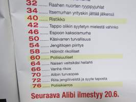 Alibi 2013 nr 6, United Brotherhood ja skinit, Nettipoliisi; nuori kundi onkin vanha setä, Kemin väkivaltatilanne, Kemin kasoismurha, Virtsaa uhrin päälle...