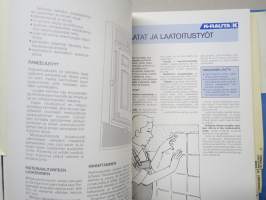 Kotitalo - Asu hyvin - K-Rauta rakentajan tieto -kansio 1990 -monipuolista tietoa tuon ajan rakentamistavoista -vaatimuksista yms. erittäin runsaasti tuote-esitteitä