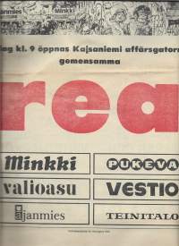 Kaisaniemi affärsgatornas REA / Minkki, Pukeva, Valioasu, Vestio, Ajanmies ja Teinitalo - mainoslehti 1974   8 sivua