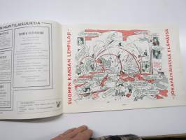 Joulukärpänen 1962 -huumoria ja pilakuvia vuoden tapahtumista, tunnettuja kuvittajia mm. Kari Suomalainen