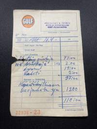 Gulf Huoltoasema Helokumpu &amp; Vuorio Auto- ja konekorjaamo Oulu - Huoltoasema kuitti