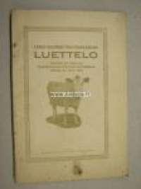 Länsi-Suomen maatiaiskarjan luettelo Suomen XII yleisessä maatalousnäyttelyssä Tampereella 1922