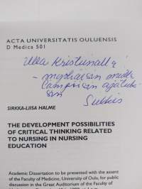 The Development Possibilities of Critical Thinking Related to Nursing in Nursing Education (signeerattu, tekijän omiste)
