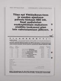 Yhtiöoikeuden ajankohtaiskatsaus 10.6.1996 : Yhtiölaki uudistuu merkittävästi
