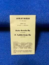 Aikataulu 18.2.1980 alkaen Auto-Arvela ja P.Tyllilä Linja Oy