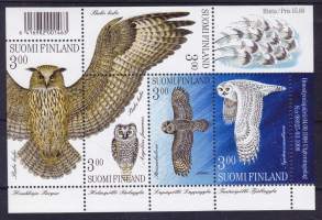 Suomi - Postimerkkiblokki/pienoisarkki BL 23 Suviyön lintuja (pöllöjä), 1998  ** postituore (LAPE 1473-77, 10€)