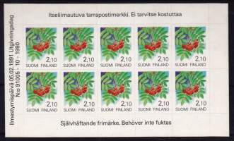 Suomi - Tarramerkkiarkki 2,10 mk (10 kpl) Pihlaja, 1990  ** postituore (LAPE 1123B, 15€)