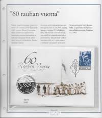 Rahakirje numeroitu 0875/5000 - &quot;60 rauhan vuotta&quot;  10 euroa 2005 hopeaa