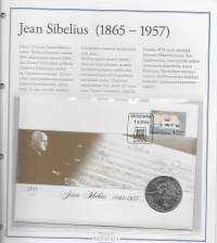 Rahakirje  numeroitu 3717/5000 - &quot;Jean Sibelius 1865-1957&quot;    100 mk  hopeaa 1999