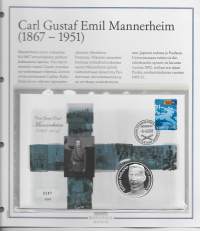 Rahakirje  mitalikirje  numeroitu 0247/5000 - &quot;Carl Gustaf Emil Mannerheim&quot;    10  Proof euroa   hopeaa   2003