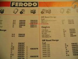 Ferodo disc brake pads motor cycles 1992 catalog jarrupalakuvasto