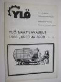 Ylö 5500, 6500, 8000 Maatilavaunut vm. 1986 -käyttöohjekirja ja varaosaluettelo / bruksanvisning och reservdelskatalog