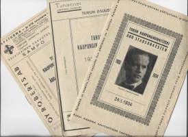 Turun Kaupunginorkesteri  - 1923-1947  käsiohjelmia yht 3 kpl erä