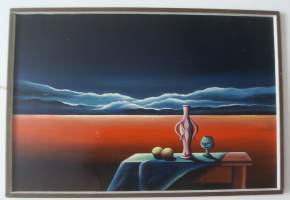 Paolo Battilana, öljyvärimaalaus  levylle  43x64 cm, kehysten kanssa 45x66 cm  / Paolo Aurelio Roberto Battilana(s. 1953) on turkulainen kuvataiteilija. Hänen