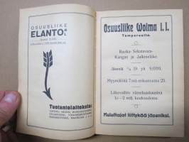 Työväen Kalenteri 1920, sis. mm. seur. artikkelit; Kansikuvan ym. kuvituskuvia mm. kalenterikuukausien vinjetit piirtänyt Ola Fogelberg, Taavi Tainio -