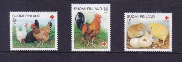 Suomi 1996 18.3. Punainen Risti ** postituore LAPE 1329-1331 (LAPE 8€). Kukko, kana, tipuja