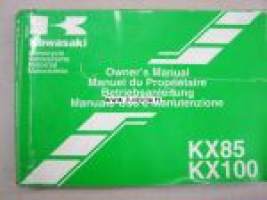 Kawasaki KX85, KX100 motorcycle owner´s manual -käyttöohjekirja englanniksi