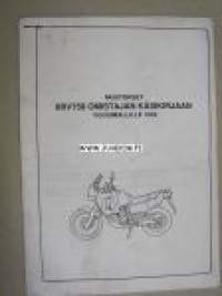 Honda XRV750 muutokset omistajan käsikirjaan vuosimallille 1992 -käyttöohjekirjan lisäosa