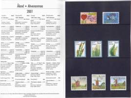 Ahvenanmaa Åland 2001 virallinen vuosilajitelma. Postimerkit ** postituore ( LAPE 25€).