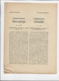 Liikennetirehtöörin Kiertokirje nr 1 / 1735 14.11.1918 -...matkalippujen tarkastuksesta