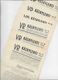 VR Käskylehti 1949  -  Valtionrautatiet  6 kpl erä