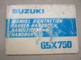 Suzuki GSX750 handbok -käyttöohjekirja ruotsiksi