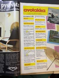 Avotakka 1985 nr 5, Villa Nordkap, Laatua ja ajattomuutta - Marja Liljendahl-Kemppi, Takkaopas, Irkka ja Heikki Järvenpään kakkoskoti,  -katso sisällysluettelo.