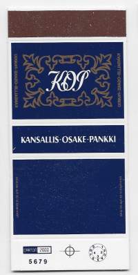 KOP Kansallis-Osake-Pankki  tulitikkuaskin aihio