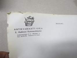 Antikvariaatti Kirja - E. Hukkinen Ky, Uudenmaankatu 4-6 Helsinki -kirjelomake