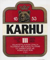 Karhu  III  olut - olutetiketti