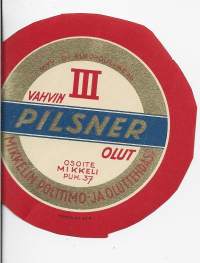 Vahvin III Pilsner olut  - olutetiketti ( Frenckellin kivipaino )