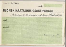 Suomen Maatalous-Osake-Pankki , blanco shekki